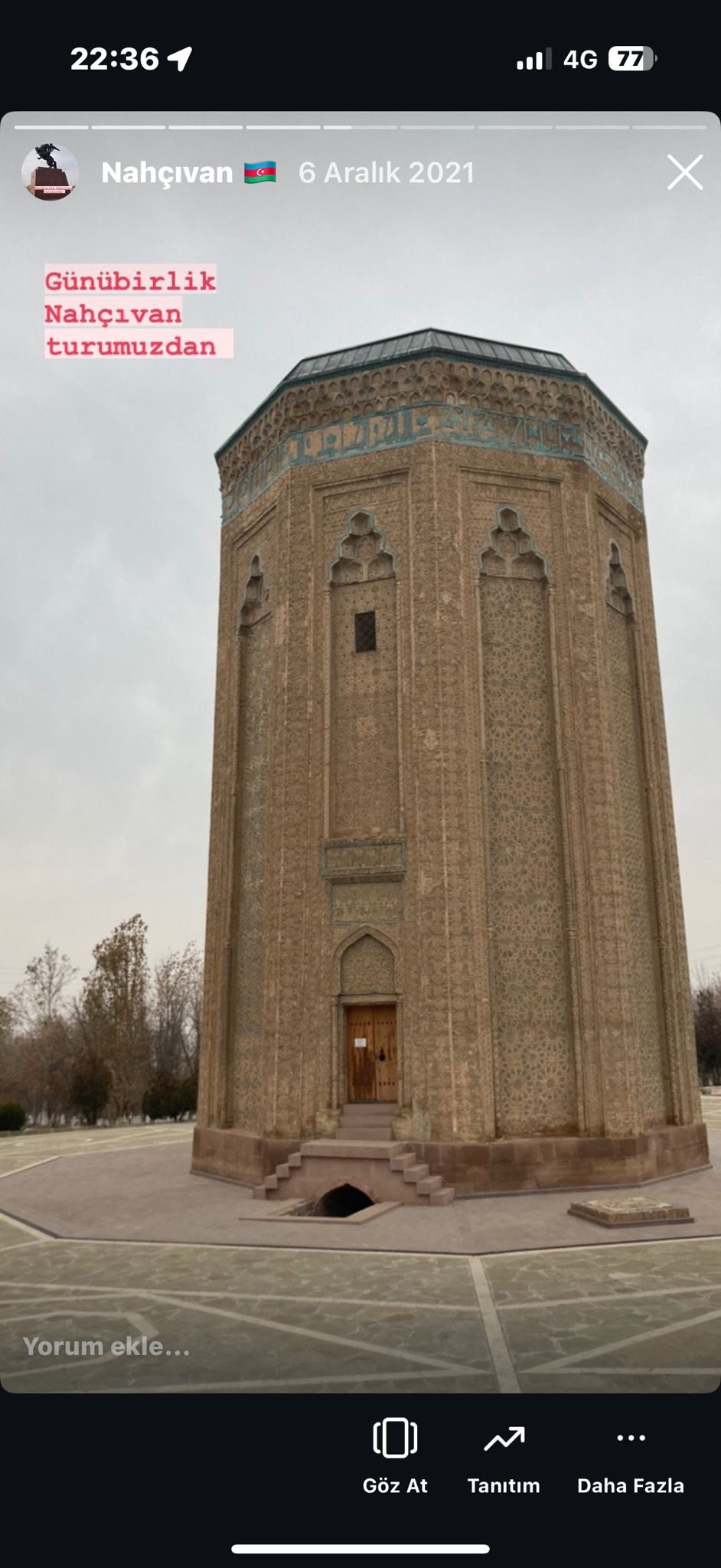 Kars turizm - Nahçıvan turu Mümine Hatun türbesi görüntüsü - Cancanlar Turizm